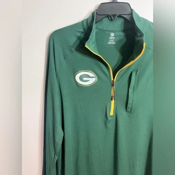 NFL Combine Men's Green Bay Packers Mock Neck Green Quarter-Zip Pullover Size S - Picture 2 of 9